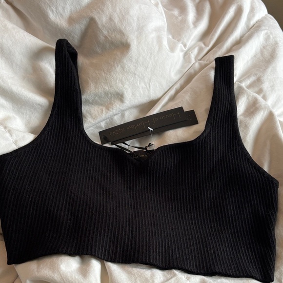House of Harlow 1960 Luxe Essentials Revolves Black Ribbed Top size Large NWT